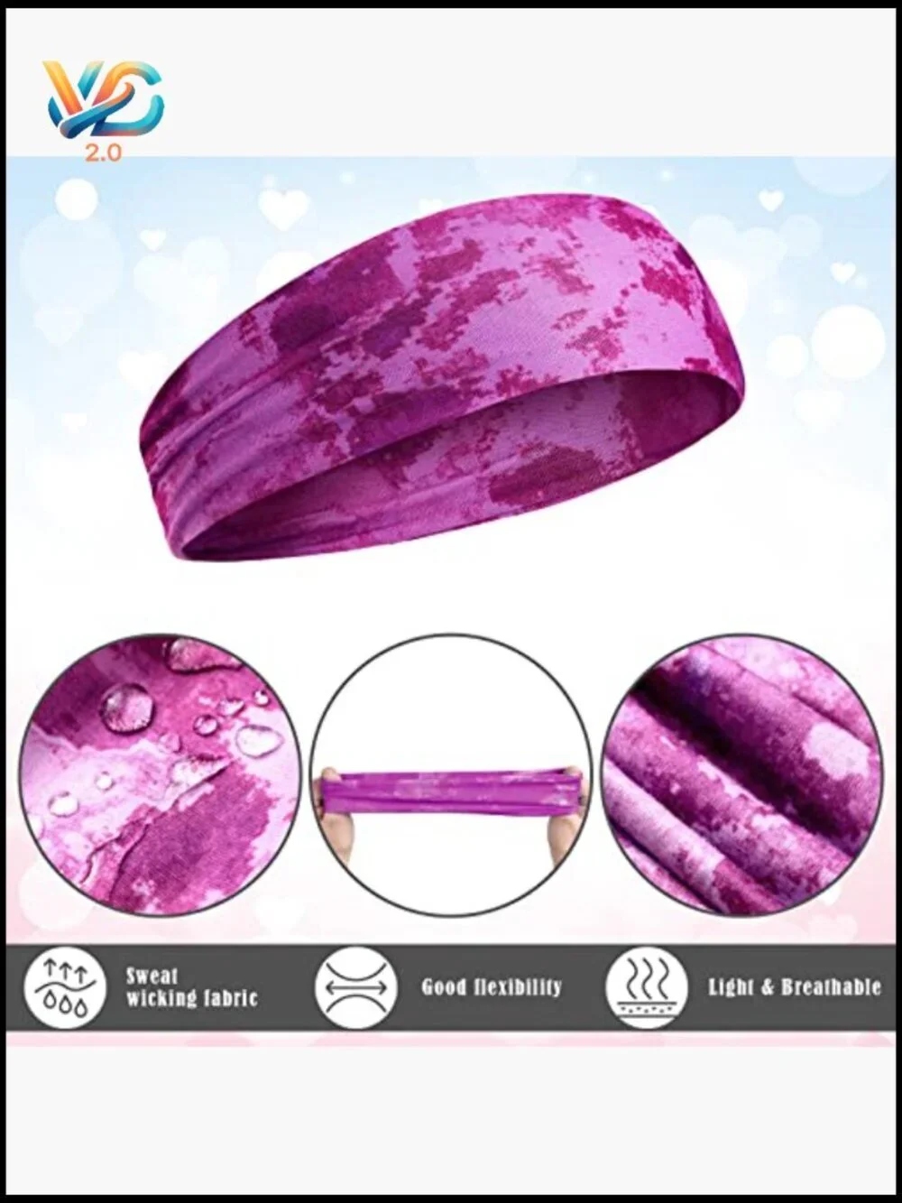 6-Pack Kids Athletic Sweatbands Tie Dye Elastic Wicking Headbands Sports